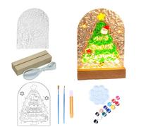 Pinta tu lámpara, pinta tu luz nocturna para niños,Kit de mesa de dibujo navideño hecho a mano | Decoraciones creativas de mesa LED para las vacaciones de Navidad, kits de arte y artesanía