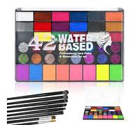 Pintacaras Infantil 42 Colores - Pinturas Cara para Niños y Adultos - Kit Maquillaje Pintura Facial y Corporal con 8 Pinceles, Ideal para Halloween, Carnaval y Fiestas, No Tóxicas, Lavables