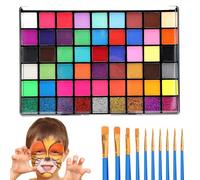 Pintacaras Infantil, 54 Colores Pinturas Cara para Niños con 10 Pinceles, Pintura Cara Niños Hipoalergenica Maquillaje, Regalo Niños 3-10 Años, Maquillaje de Halloween Fiesta Carnaval, Face Body Paint