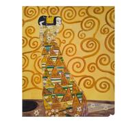 Pintado a mano 50 x 60 cm óleo sobre lienzo D1 Reproducción de autor La espera de Gustav Klimt Decoración mural salón obra de arte artesanal italiana Made in Italy