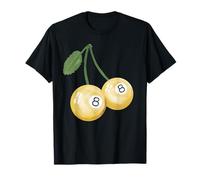 Pintado a Mano Cereza Amarilla 8 Bolas, Billar & Pool Ball Camiseta