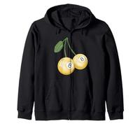 Pintado a Mano Cereza Amarilla 8 Bolas, Billar & Pool Ball Sudadera con Capucha