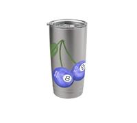 Pintado a mano Cereza Azul 8 Bolas, Billar & Pool Ball Vaso térmico de acero inoxidable de doble pared