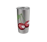 Pintado a mano Cereza Roja 8 Bolas, Billar & Pool Ball Vaso térmico de acero inoxidable de doble pared