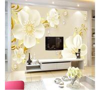 Pintado A Mano Flores Frescas Hermosas Simples Y Blancas 3D Papel Pintado Tapiz Textura de Seda Oficina Comedor Sofá Dormitorio Sala Estar TV Fondo Pantalla-350cm×256cm