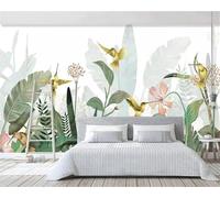 Pintado A Mano Fresco Y Hermosas Plantas Aves Y Flores Bosque Papel Pintado 3D Seda De Lujo Pared Estudio Comedor Sofa Dormitorio Madera Salon Tv Decorativo-430cm×300cm