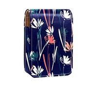 Pintado a mano Little Flowers Cololrful Estuche portátil para pintalabios para viajes, mini caja de almacenamiento de lápiz labial con espejo para mujeres y mujeres, bolsa de cosméticos de cuero, Varios colores, 9.5x2x7 cm/3.7x0.8x2.7 in