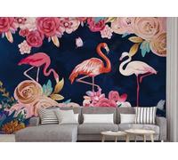 Pintado A Mano Rosa Floral Flamingo Mariposa 3D Papel Pintado Pared Fácil Instalación Oficina Sala Estar Sofá Dormitorio TV Fondos Decoración-430cm×300cm
