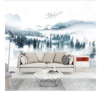 Pintado A Mano Smokey Wonderland Mountain Peaks Forest Birds 3D Papel Pintado Pared Fácil Instalación Oficina Sala Estar Sofá Dormitorio TV Fondos Decoración-200cm×140cm