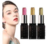 Pintalabios Brillante 3 Piezas De Maquillaje Labial Con Brillo | Lápiz Labial Brillante Para Mujeres Niñas Viaje Oficina Hogar Rutina Diaria Desplazamiento San Valentín