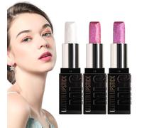 Pintalabios Con Purpurina 3 Piezas De Maquillaje Labial Con Brillo | Pintalabios Hidratante Para Mujeres Y Niñas, Para San Valentín, , Vacaciones, Viajes, Oficina, Hogar Y Rutina Diaria