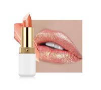 Pintalabios con purpurina, color dorado nude, mate metálico, color intenso, resistente al agua, brillo de labios de larga duración, crema brillante y no pegajosa, brillo de labios, día de la madre