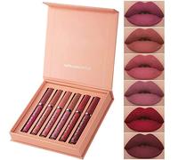 Pintalabios, Mate Líquido Pintalabios Lápiz labial Conjunto, mate impermeable Brillo de labios Duradero Copa antiadherente lápiz labial Kit de maquillaje Lip Glaze (01)