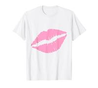 Pintalabios Rosa Kiss Mark Romantic Makeup Valentine Look Camiseta gráfica económica, Hombre, Blanco, S
