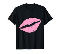 Pintalabios Rosa Kiss Mark Romantic Makeup Valentine Look Camiseta gráfica económica, Hombre, Negro, S
