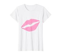 Pintalabios Rosa Kiss Mark Romantic Makeup Valentine Look Camiseta gráfica económica, Mujer, Blanco, S