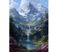 Pintar con Números Montaña, Cascada Pintar con Números para Niños y Adultos, Manualidades Relajantes para el Hogar, Actividad Creativa Antiestrés, Perfecto Regalo & Decoración del Hogar 60x80cm z-377