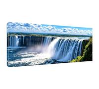 Pintar con Numeros para Adultos Cascada del Niágara, Kit de Pintura al óleo de Lienzo DIY, Pintura por Números con 3 Pincel y Pigmento Acrílico, Decoraciones para el Hogar, 25x50cm (Sin Marco) T-104