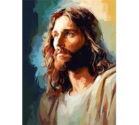 Pintar con Numeros para Adultos, Jesús Kit de Pintura al óleo de Lienzo DIY para con Pinceles, Hombre Cuadros para Pintar por Numeros para Niños, Manualidades Adultos para Decoracion Hogar 40x50cm