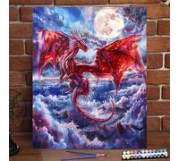 Pintar Numeros Adultos Animal, Cuadros para Pintar por Numeros DIY para Principiantes y Adultos DragóN, Pintar con Numeros con Tres Pinceles Accesorios Pintura Acrílica, 40X50 CM (con Bastidor) 0-2