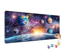 Pintar por Numeros 80x160cm Planeta Pintar por Numeros Adultos Azul Paint by Numbers Adult, Cuadros para Pintar con 3 Pinceles y Pigmento, Manualidades Adultos para Decoración Pared (Sin Marco) RB-352