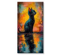 Pintar por Numeros Abstracto Gato, Grande Manualidades Adultos Painting by Numbers Kits, Pintar por Numeros Principiantes, DIY Kit Pintura al óleo de Lienzo con Pinceles, Decor Hogar 20x40cm s0h-994