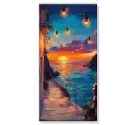 Pintar por Numeros Abstracto Mar, Grande Manualidades Adultos Painting by Numbers Kits, Pintar por Numeros Principiantes, DIY Kit Pintura al óleo de Lienzo con Pinceles, Decor Hogar 20x40cm s0h-828