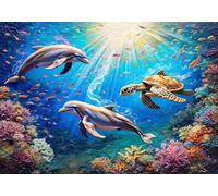 Pintar por Numeros Adultos 1 Piezas DIY Pintura por Números con Pinceles, Animal Pintar por Numeros Niños, con Lienzo sin Arrugas Kit Manualidades Adultos 100x150 cm Sin Marco, Mundo submarino X-5350