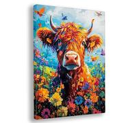 Pintar por Numeros Adultos, 40x50cm Animal Pintura por Numeros Adultos con Marco, DIY Kits de Paint by Numbers Adult Highland Cow con 3 Pinceles Pigmento Acrílico, para Decoracion Hogar, Regalo, G-86