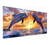 Pintar por Numeros Adultos, 50x110cm Atardecer Pintura por Numeros Adultos, Paint by Numbers Adult Delfín con Pinceles Pigmento Acrílico, Paint by Numbers Home Decoracion Hogar, Regalo, Sin Marco I-49