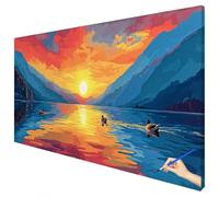 Pintar por Numeros Adultos 70x30cm Pintura con Numeros Adultos Paisaje Cuadros para Pintar Pato DIY Painting by Numbers Kit Pintura al óleo para Regalos Originales para Mujer, Decoracion Hogar A-18