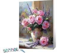 Pintar por Numeros Adultos Abstracto Pintura por Numeros niños Flores DIY Paint by Numbers Principiantes,Kit Manualidades Adultos con 3 Pinceles e Pigmento Acrílico,Regalo mujer 20x30 Sin Marco 0j-186