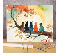Pintar por Numeros Adultos Acuarela Animal Gato, Pintura por Números para Niños, Kit de Pintura por Números para Principiantes, con Pinceles, Pigmento Acrílico 30x40cm (Sin Marco)