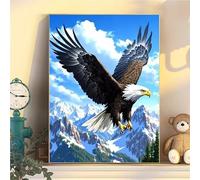 Pintar por Numeros Adultos áGuila, Kit de Pintura en Lienzo con Pigmento Acrílico, MontañAs Nevadas DIY Colorear Pintura por Numeros al Óleo, Manualidades Niños 10 Años Pinturas Regalo 50x70cm YH1-465