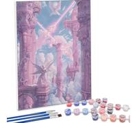 Pintar por Numeros Adultos Ala Arquitectura, Cuadros por Numeros Pigmento Acrílico, DIY Paint by Number Kit Manualidades Adultos, Decor para el Hogar de pared, Regalo 100x135CM, Sin Marco PjY7284 R-1