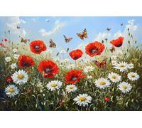 Pintar por Numeros Adultos Amapola mariposa, Cuadros por Numeros Pigmento Acrílico, DIY Pintura por Numeros Kit Manualidades Adultos, Decoración para el Hogar Regalo de pared 25x40cm (sin marco) u-383