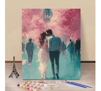 Pintar por Numeros Adultos Amar Cuadros para Pintar por Numeros ParíS Paint by Numbers Adult DIY Manualidades Adultos Kit Lienzo Pintura Pinceles y Acrílicas Decoración Hogar Sin Marco 30x40cm 4-068ID