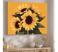 Pintar por Numeros Adultos Amarillo, DIY Pintura por Números, Pintura al óleo de Lienzo Kit Manualidades Niños para con Pinceles Pigmento Acrílico, Decoración de Familiares 40x50cm, Girasol J-425