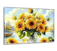 Pintar por Numeros Adultos Amarillo Girasol, Pintar por Numeros sin Marco, DIY Kit Pintura Creative para Manualidades Adultos con Pinceles y Pigmento, Cuadros Decoracion Hogar, Regalo 50x70cm L-g-304