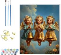 Pintar por Numeros Adultos áNgel, Cuadros para Pintar por Numeros con Marco Flor, DIY Manualidades Adultos Kit con 3 Pinceles, Paint by Numbers Adult para Decoración Hogar Regalo 45x60cm 0-8148