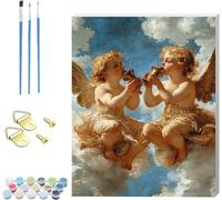 Pintar por Numeros Adultos áNgel, Cuadros para Pintar por Numeros con Marco Nube, DIY Manualidades Adultos Kit con 3 Pinceles, Paint by Numbers Adult para Decoración Hogar Regalo 90x120cm 7-1469