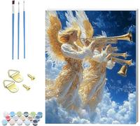 Pintar por Numeros Adultos áNgel, Cuadros para Pintar por Numeros con Marco Paisaje, DIY Manualidades Adultos Kit con 3 Pinceles, Paint by Numbers Adult para Decoración Hogar Regalo 20x30cm 6-5633