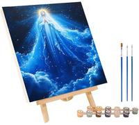 Pintar por Numeros Adultos áNgel, Cuadros para Pintar por Numeros Nube, DIY manualidades adultos Kit con 3 Pinceles y Pigmento Acrílico, Paint by Numbers Adult para Decoración Hogar 20x30cm wsc-7044