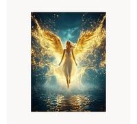 Pintar por Numeros Adultos Ángel Cuadros Pintar por Numeros Niños Ala Paint by Numbers Adult con 3 Pinceles 36 Pintura Acrilica y Laienzos 55x40cm para Decoracion Hogar Regalo Mujer Hombre FYH3412