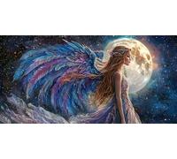 Pintar por Numeros Adultos, Ángel de la luna Pintura por Numeros Kit, DIY Paint by Numbers, con 3 Pinceles y Pigmento Acrílico, para Decoración del Hogar, Regalos femeninos, Sin Marco - 160x80cm s1111