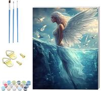 Pintar por Numeros Adultos áNgel, DIY Pintar por Numeros con Marco PáJaro, Manualidades Adultos Kit con 3 Pinceles, Paint by Numbers Adult para Decoración Hogar, Regalo Mujer 90x120cm 1-5087