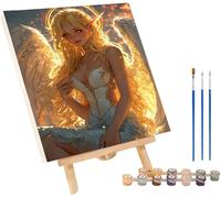 Pintar por Numeros Adultos áNgel, DIY Pintar por Numeros Wings, Manualidades Adultos Kit con 3 Pinceles y Pigmento Acrílico, Paint by Numbers Adult para Decoración Hogar, Regalo Mujer 60x80cm wsc-6865