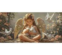 Pintar por Numeros Adultos, Angel Girl animal Pintura por Numeros Kit, DIY Paint by Numbers, con 3 Pinceles y Pigmento Acrílico, para Decoración del Hogar, Regalos femeninos, Sin Marco - 160x80cm s881