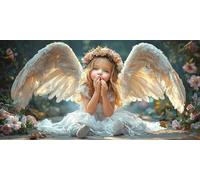 Pintar por Numeros Adultos, Angel Girl Pintura por Numeros Kit, DIY Paint by Numbers, con 3 Pinceles y Pigmento Acrílico, para Decoración del Hogar, Regalos femeninos, Sin Marco - 60x30cm s-879