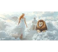 Pintar por Numeros Adultos, Ángel León Pintura por Numeros Kit, DIY Paint by Numbers, con 3 Pinceles y Pigmento Acrílico, para Decoración del Hogar, Regalos femeninos, Sin Marco - 60x30cm s-885